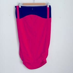 Alexander McQueen color block bodycon stretch gather pencil skirt sz 42